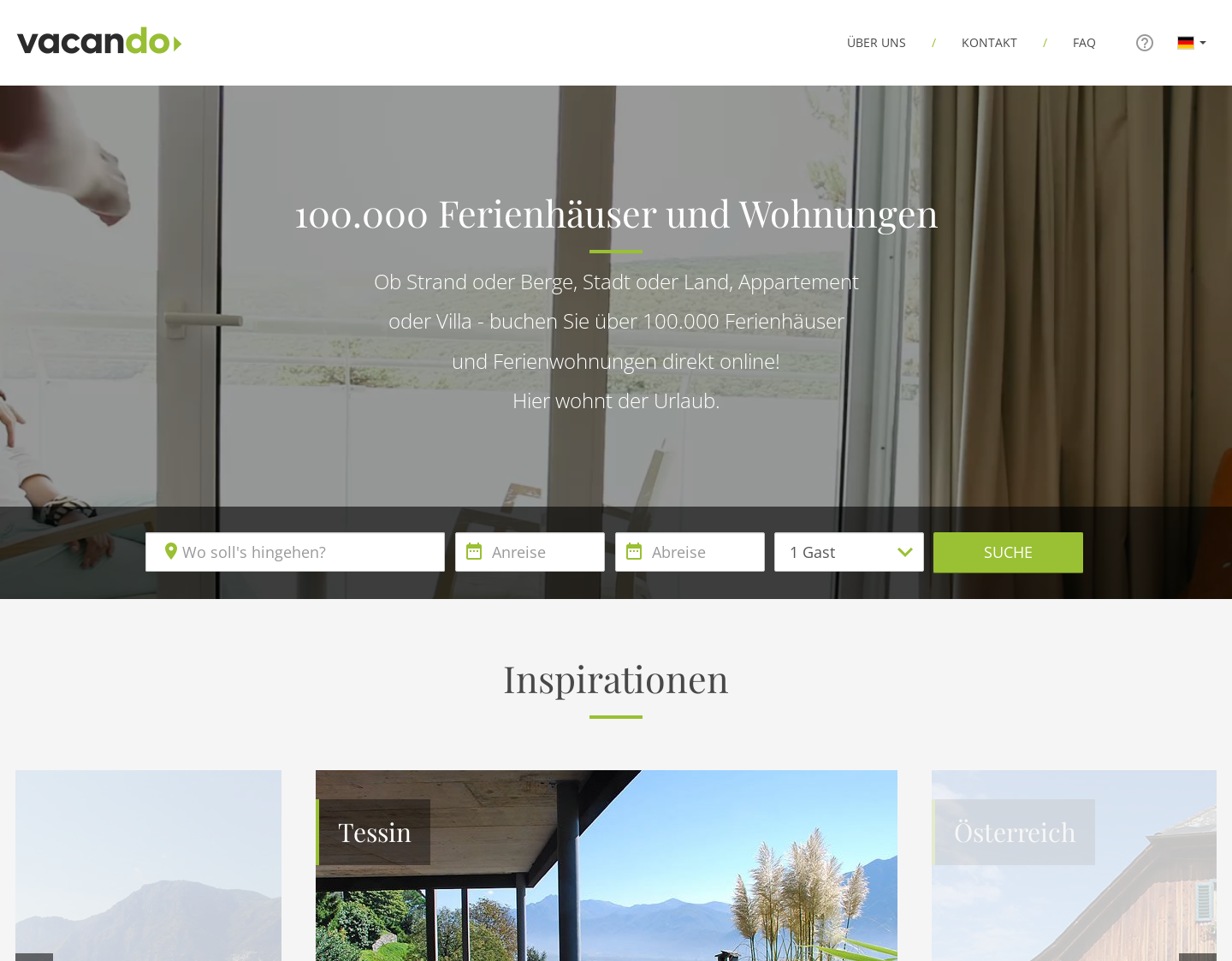 Aktuelle Website-Vorschau von Ferienwohnung, Ferienhaus oder Villa – i
