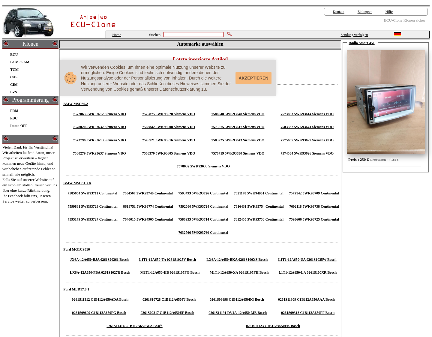 Aktuelle Website-Vorschau von Anzewo - Autoteile Kleinanzeigen