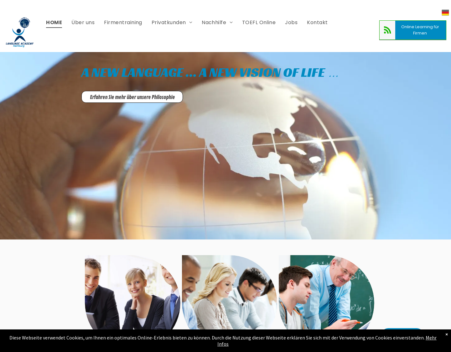 Aktuelle Website-Vorschau von Language Academy Hamburg