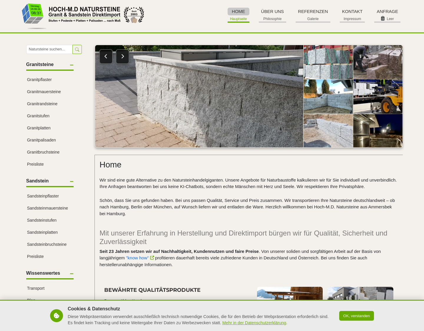 Aktuelle Website-Vorschau von Sandstein