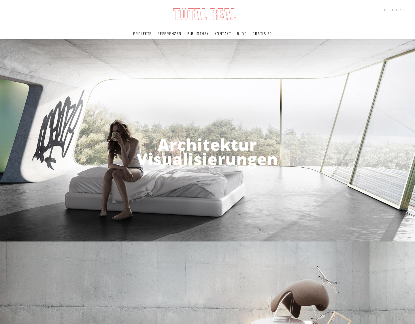 Aktuelle Website-Vorschau von Architekturvisualisierungen TOTAL