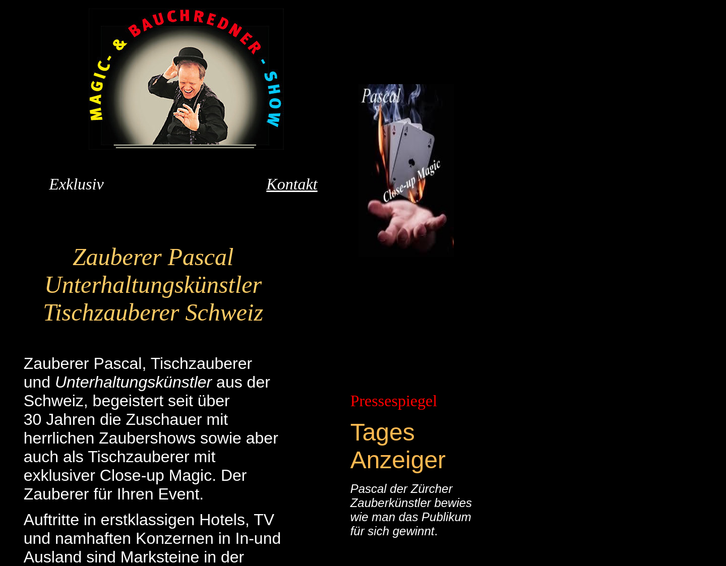 Aktuelle Website-Vorschau von Zauberer PASCAL Zauberkünstler
