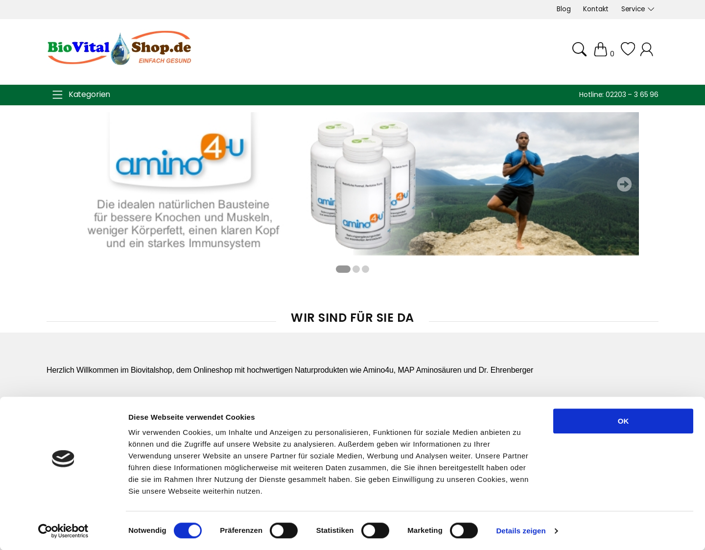 Aktuelle Website-Vorschau von BioVitalShop