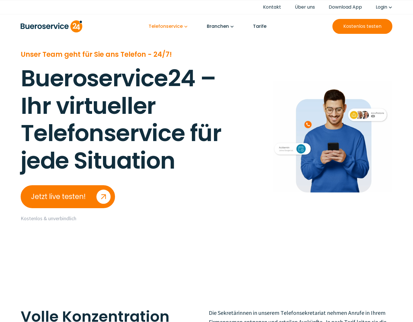 Aktuelle Website-Vorschau von Bundesweiter Telefonservice und Büroservice