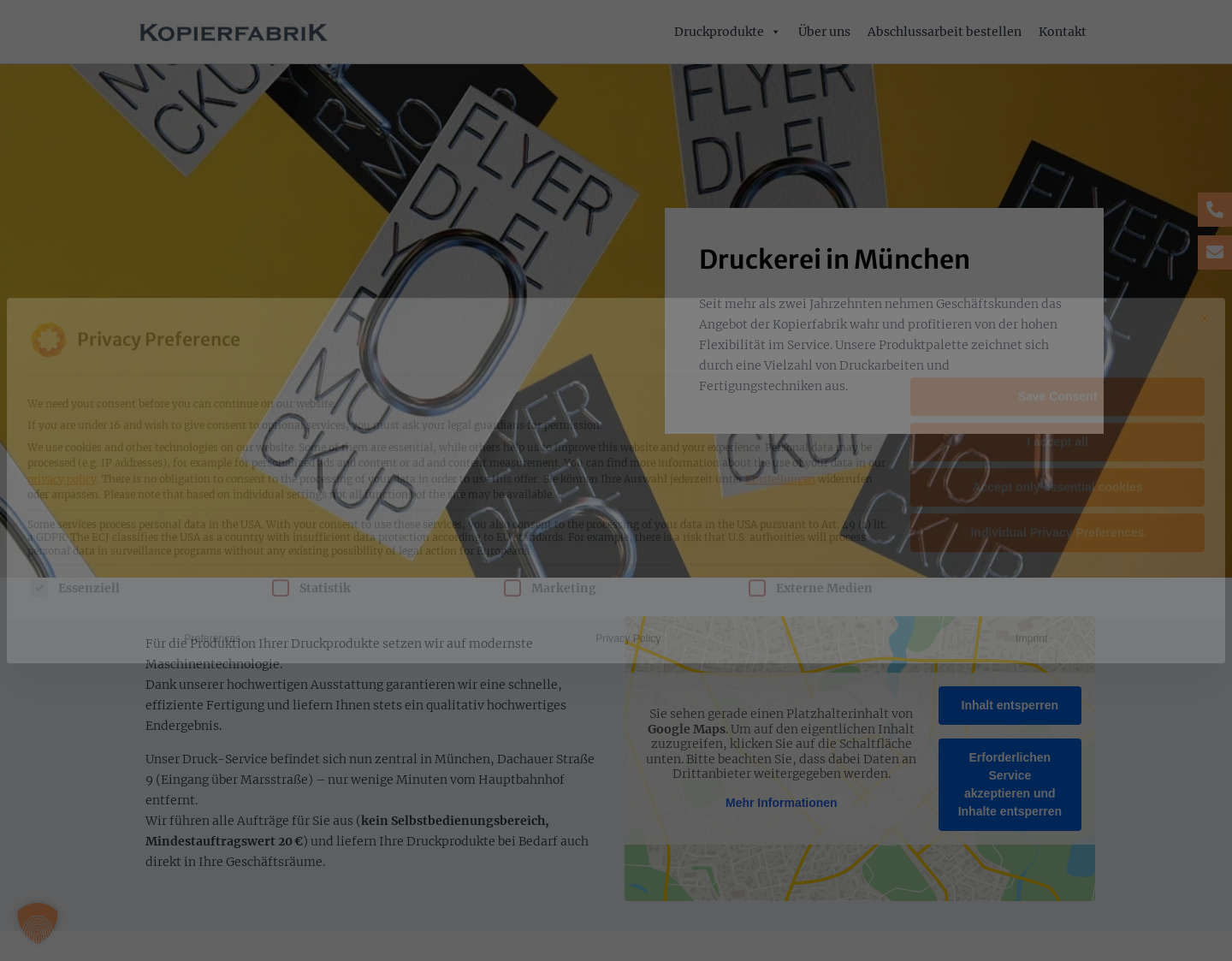 Aktuelle Website-Vorschau von Kopierfabrik am Moosfeld GmbH