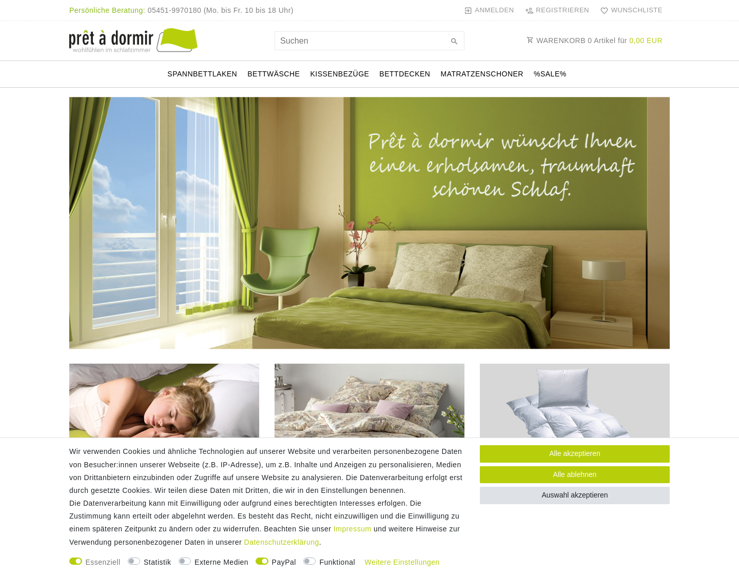 Aktuelle Website-Vorschau von Hochwertige Spannbettlaken