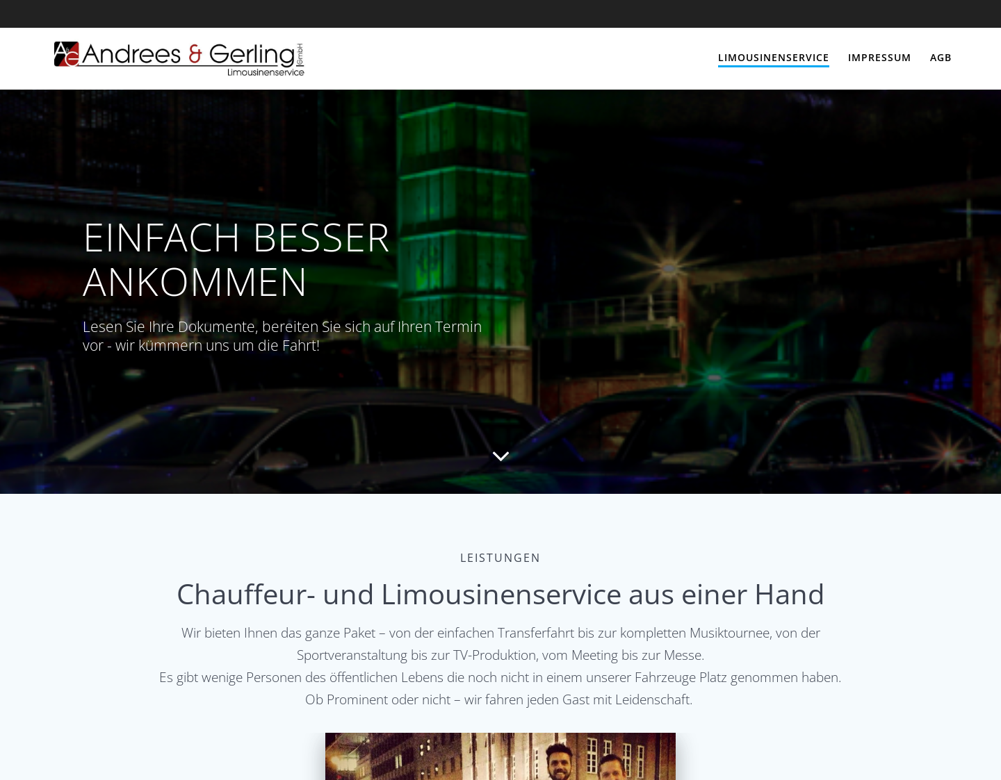 Aktuelle Website-Vorschau von Limousinenservice Andrees & Gerling