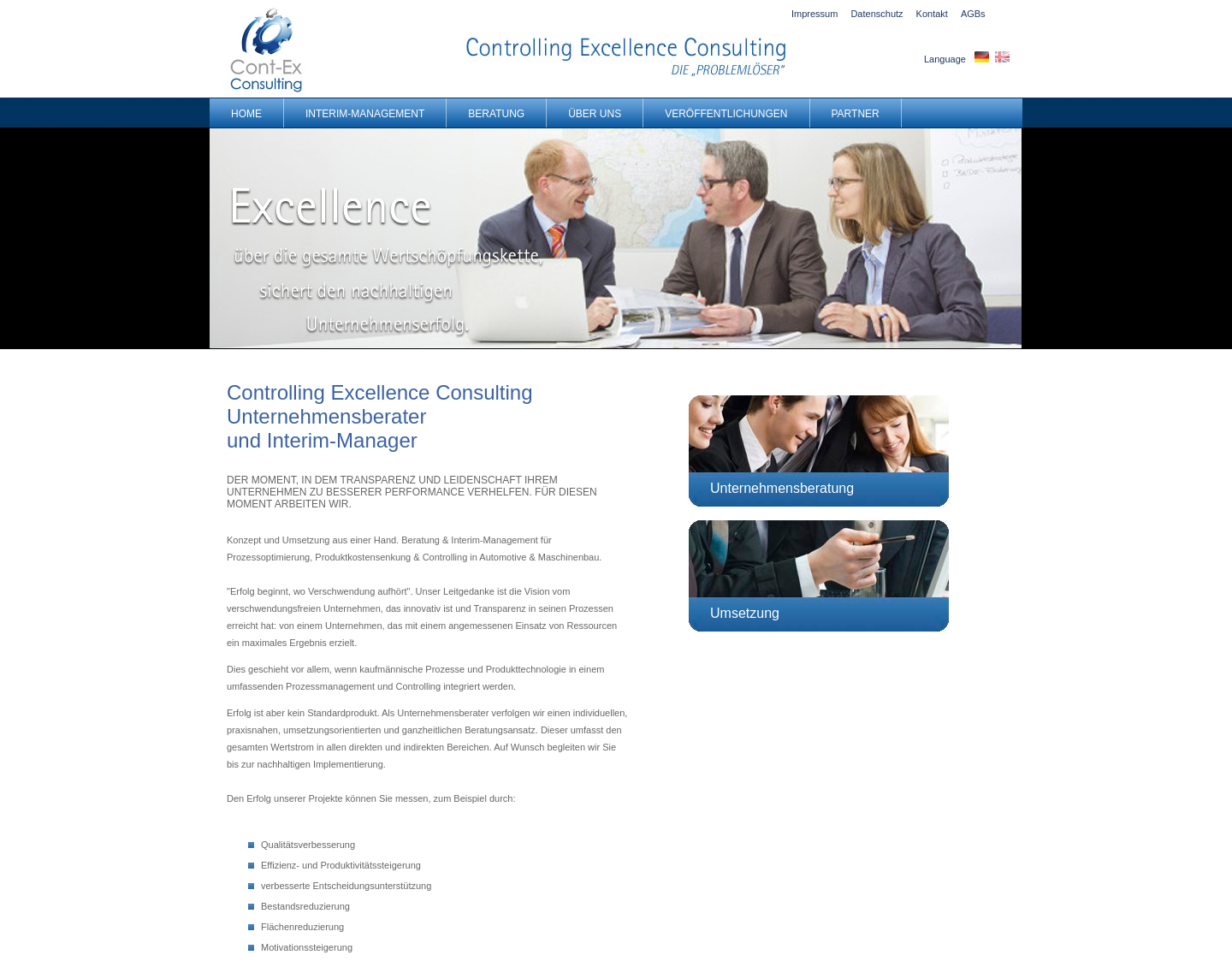 Aktuelle Website-Vorschau von Controlling Excellence Beratung