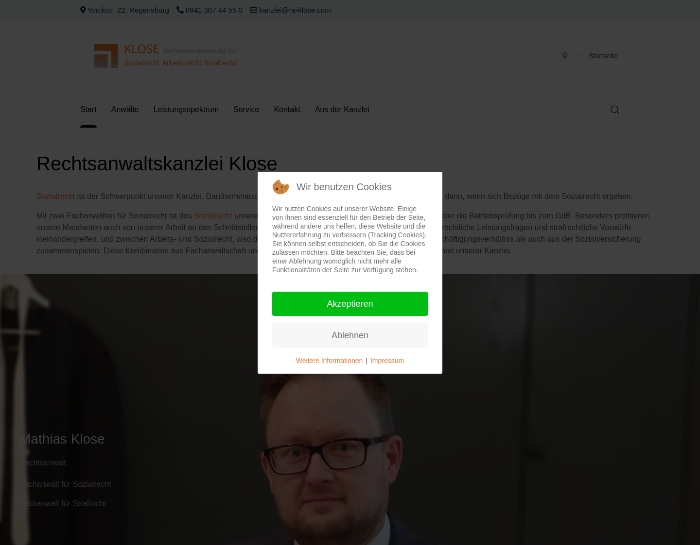 Aktuelle Website-Vorschau von Rechtsanwalt Mathias Klose