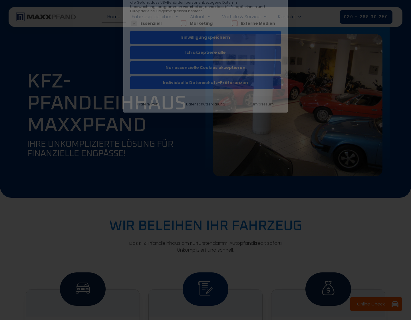 Aktuelle Website-Vorschau von KFZ Pfandleihhaus  - MAXXPfand