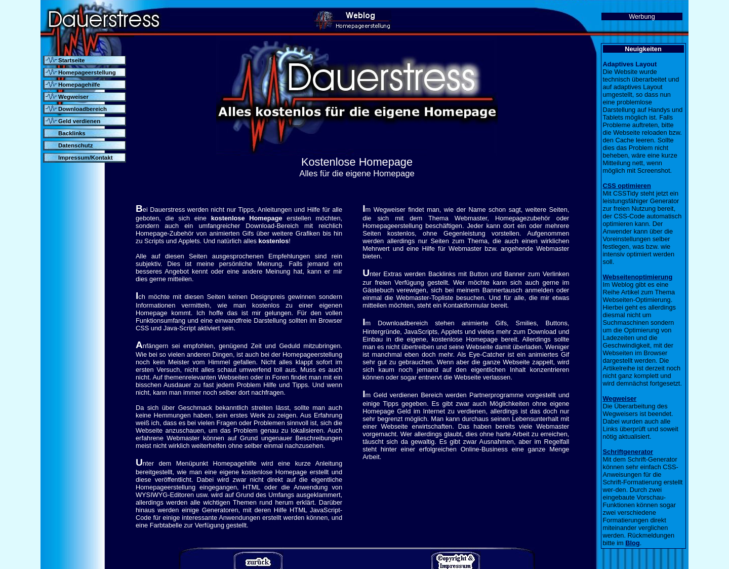 Aktuelle Website-Vorschau von Dauerstress - Alles kostenlos