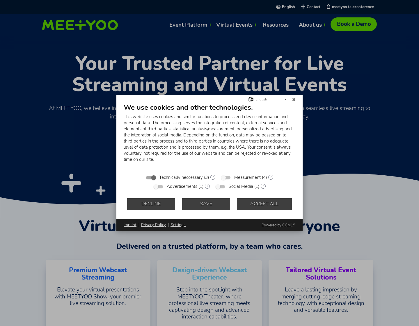 Aktuelle Website-Vorschau von meetyoo conferencing GmbH