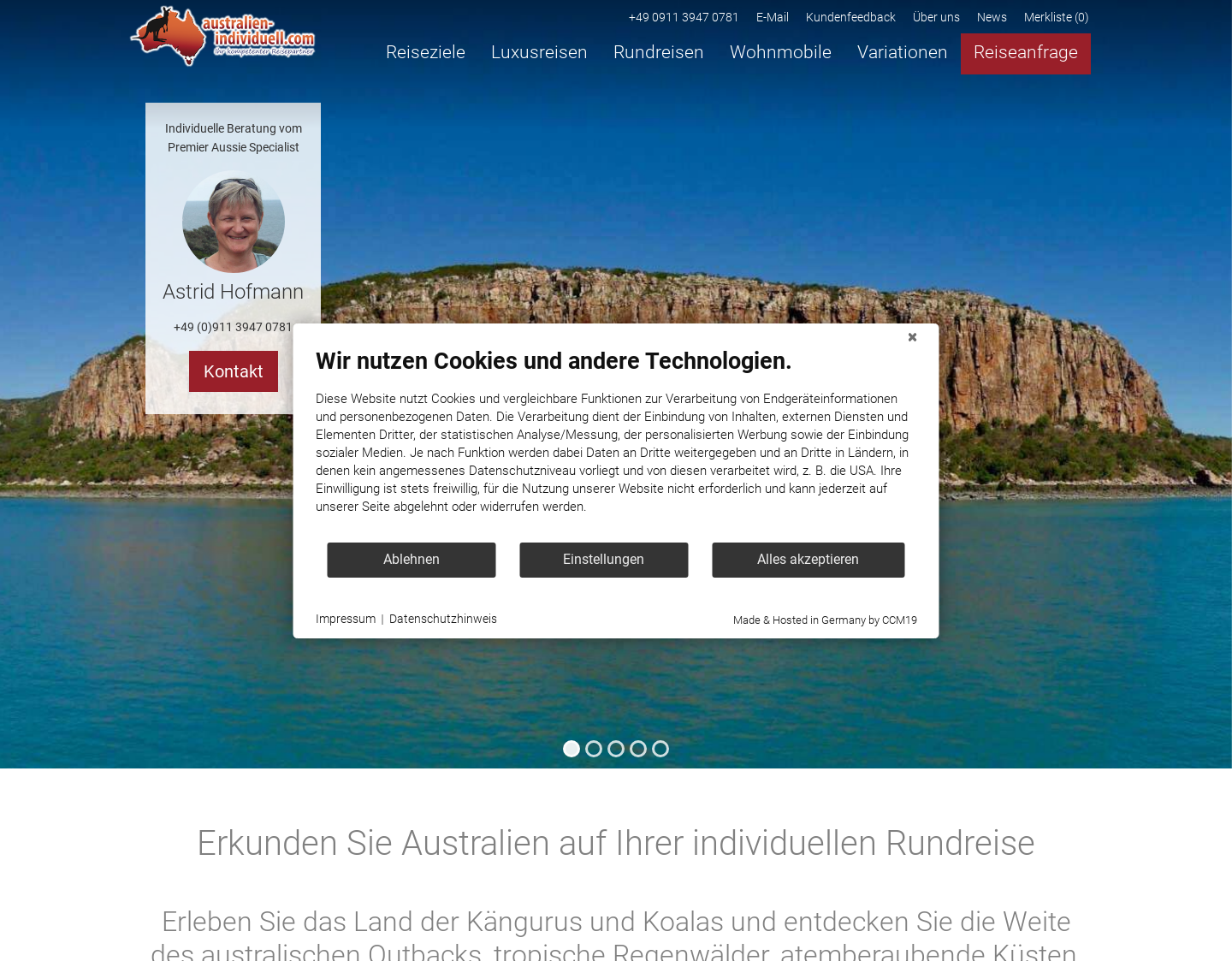 Aktuelle Website-Vorschau von Australien Individuell