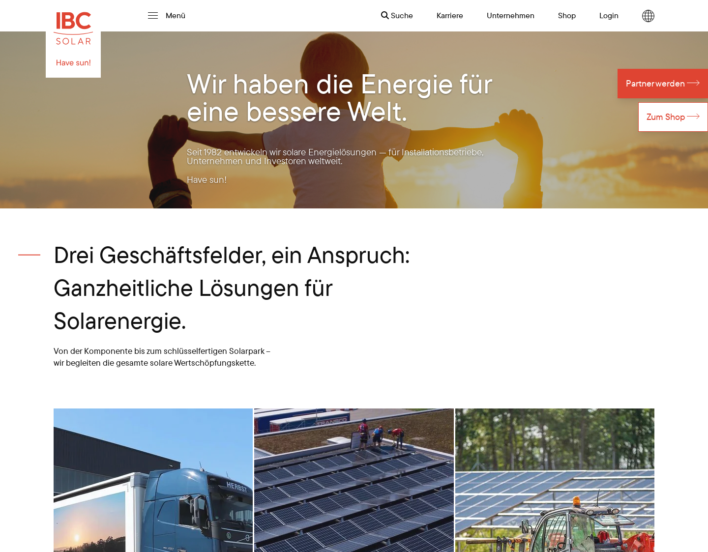 Aktuelle Website-Vorschau von IBC Solar AG