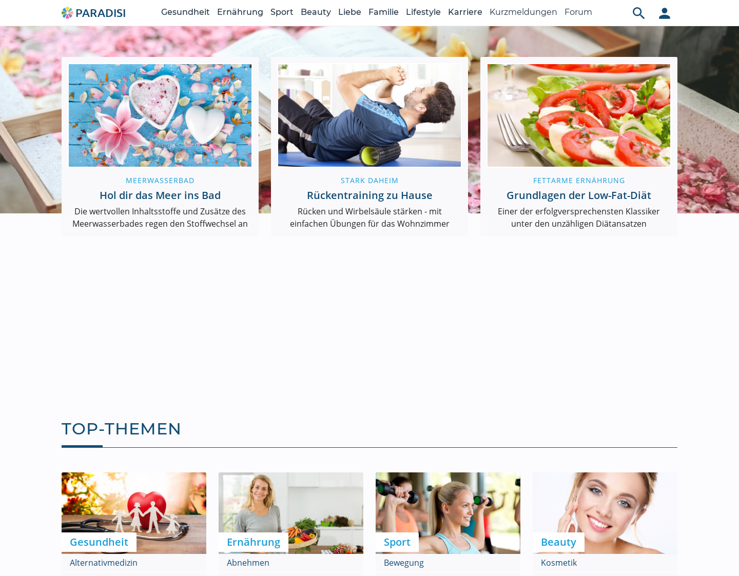 Aktuelle Website-Vorschau von paradisi.de - wellness & gesundheit