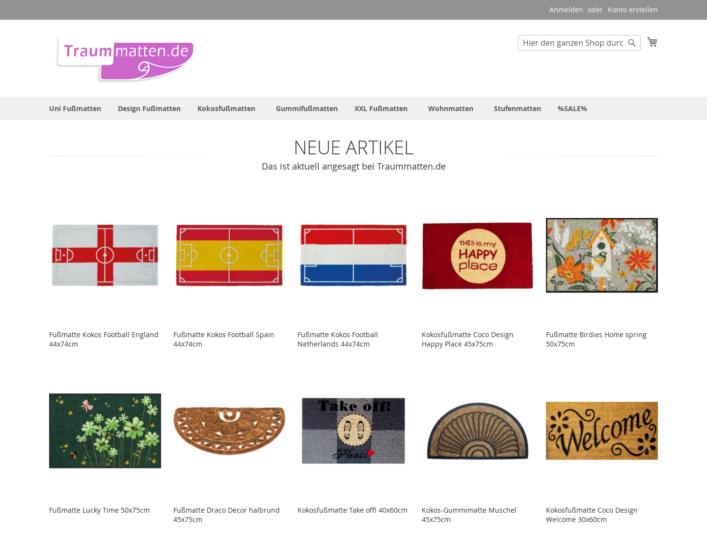 Aktuelle Website-Vorschau von Der Onlineshop für Wohn-und Fussmat