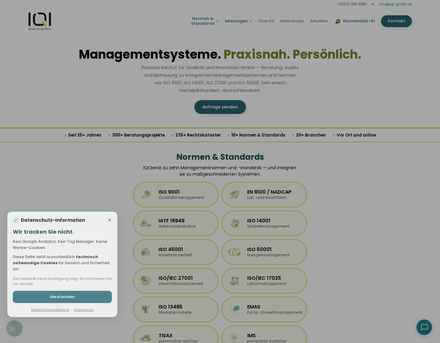 Aktuelle Website-Vorschau von Managementsysteme