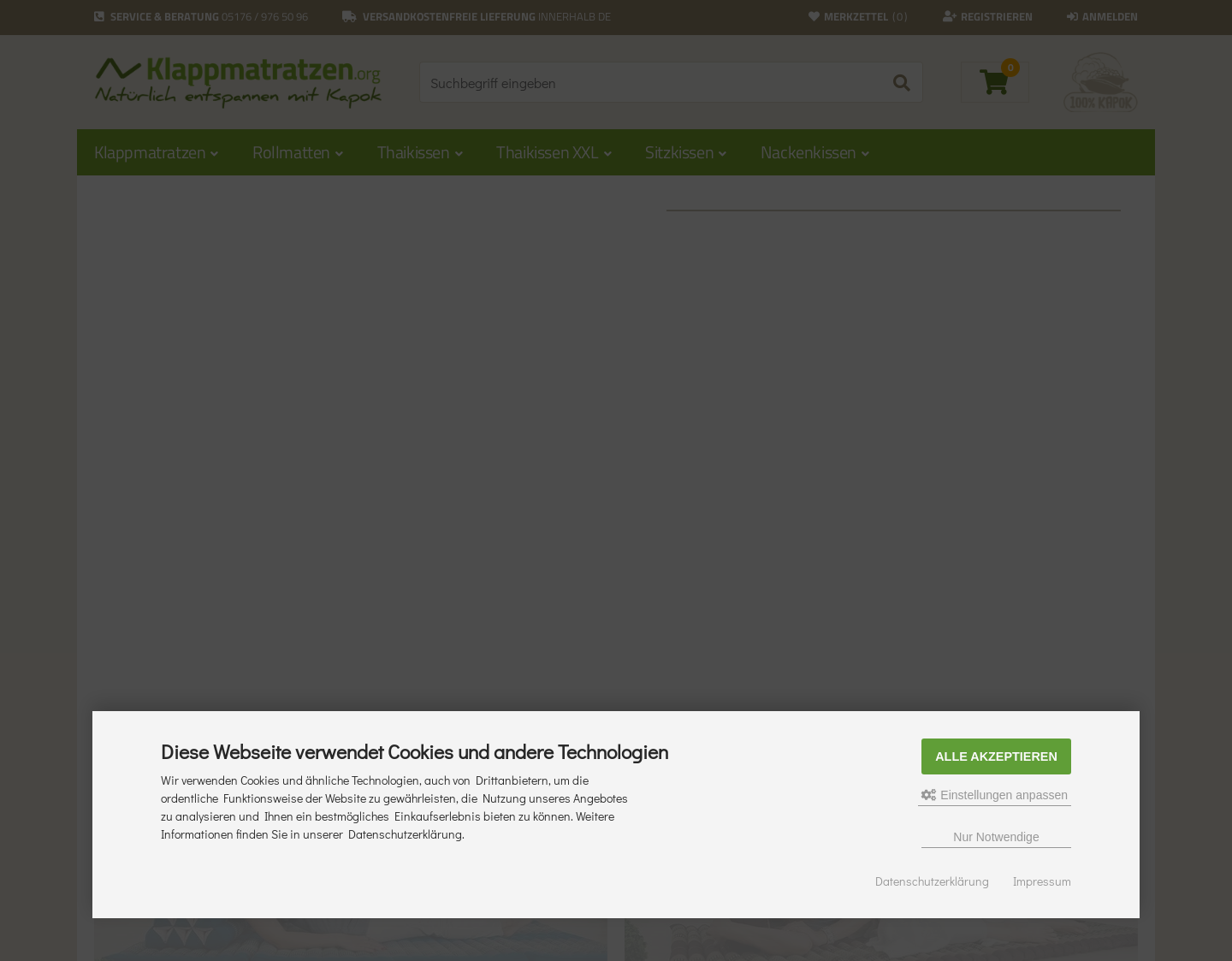 Aktuelle Website-Vorschau von Faltmatratzen und Klappmatratzen