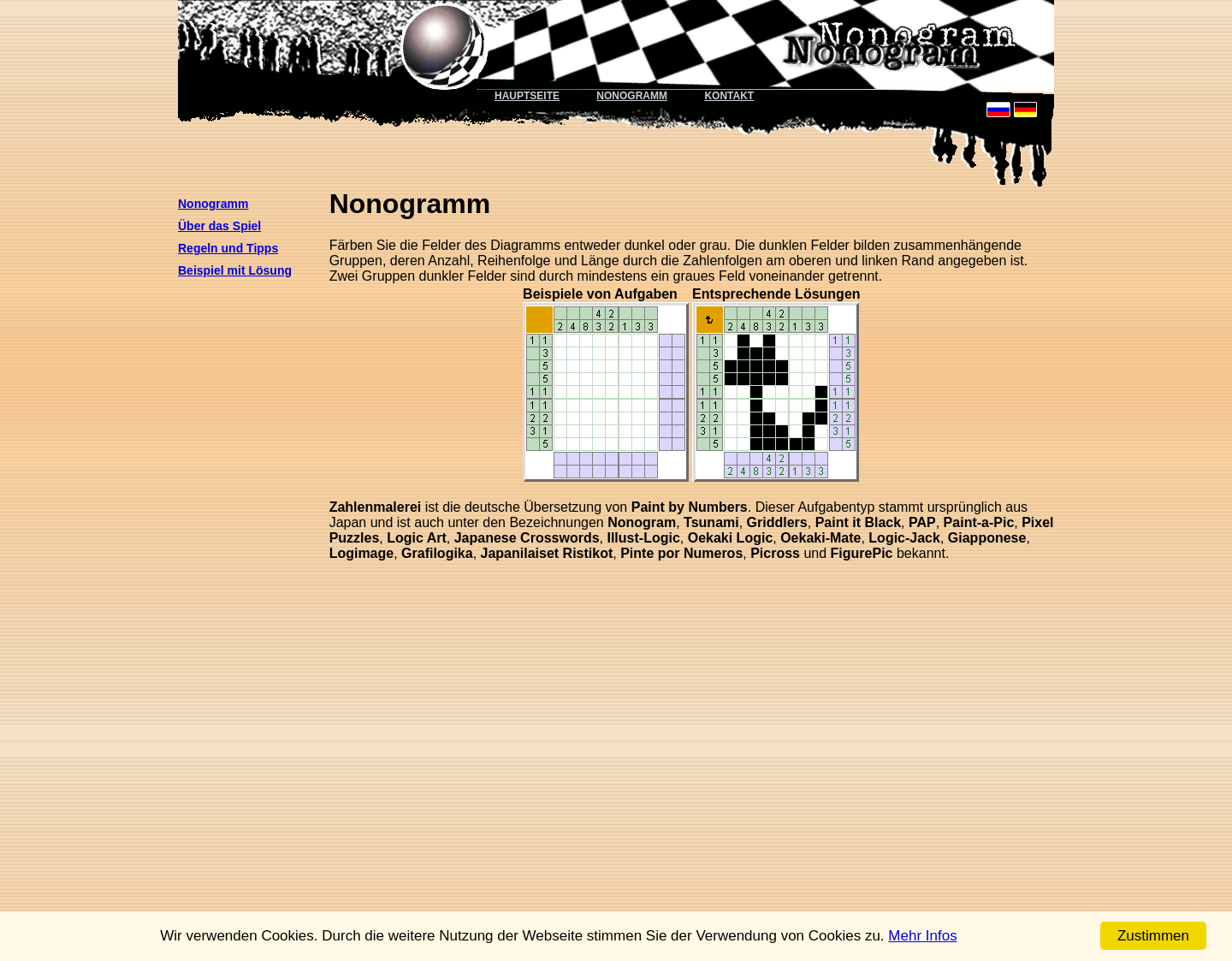 Aktuelle Website-Vorschau von Nonogramm Online - logisches Puzzle
