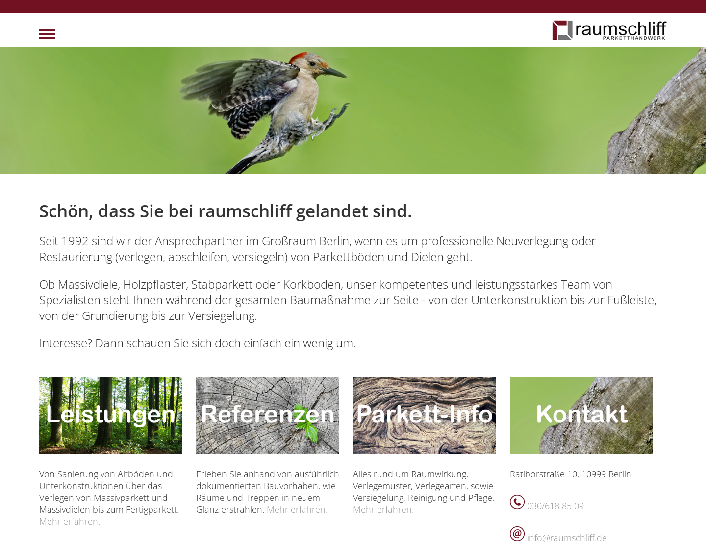 Aktuelle Website-Vorschau von raumschliff PARKETTHANDWERK