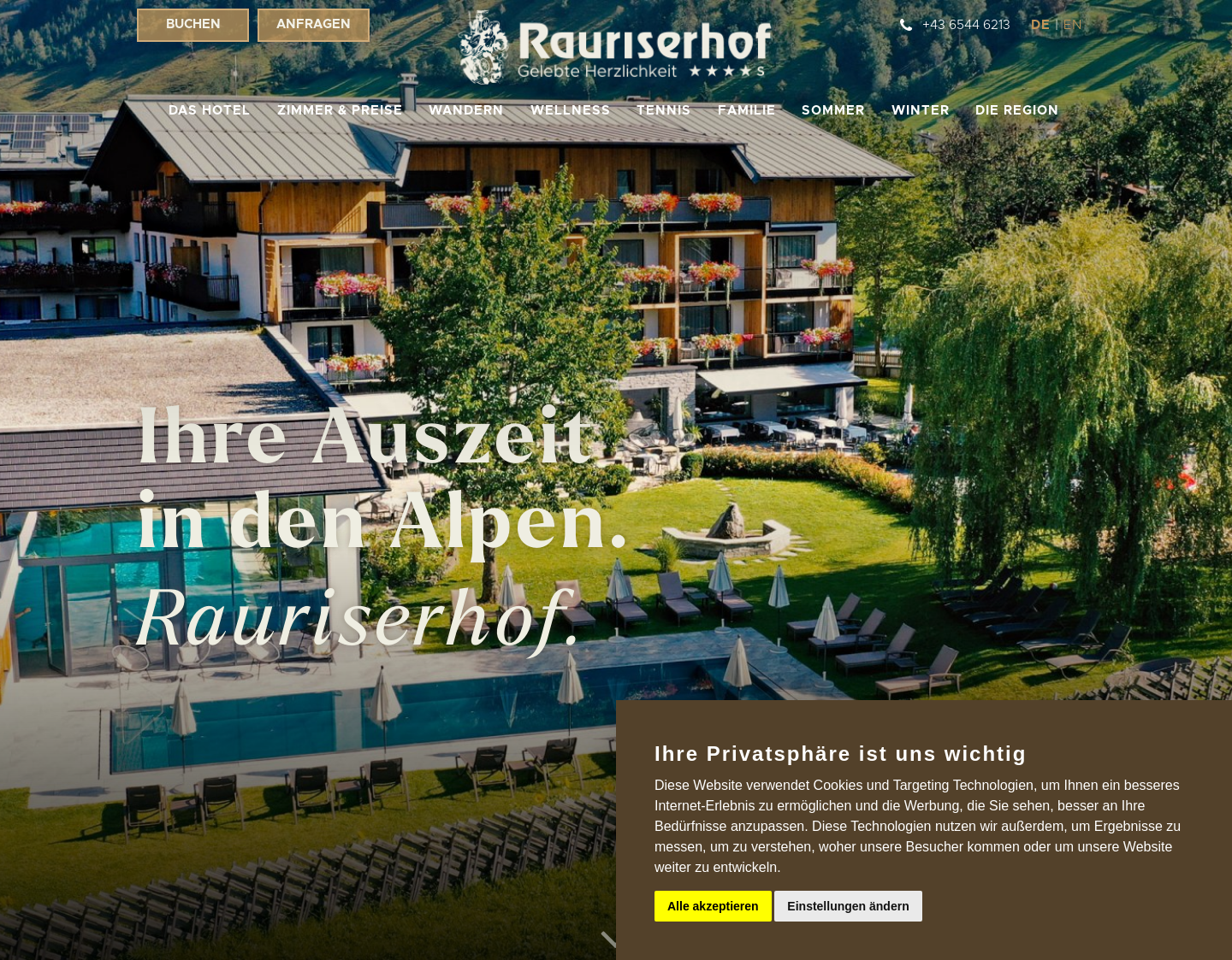 Aktuelle Website-Vorschau von 4 Sterne Hotel im Skigebiet Rauris