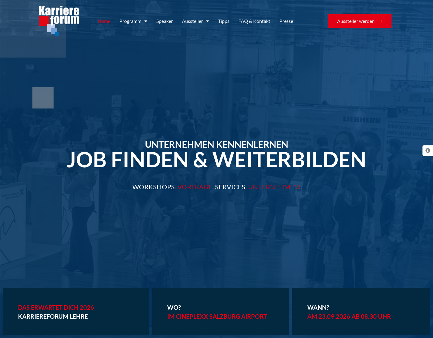 Aktuelle Website-Vorschau von Karriereforum Karrieremesse