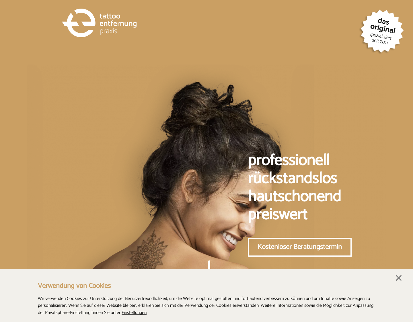 Aktuelle Website-Vorschau von Tattooentfernung