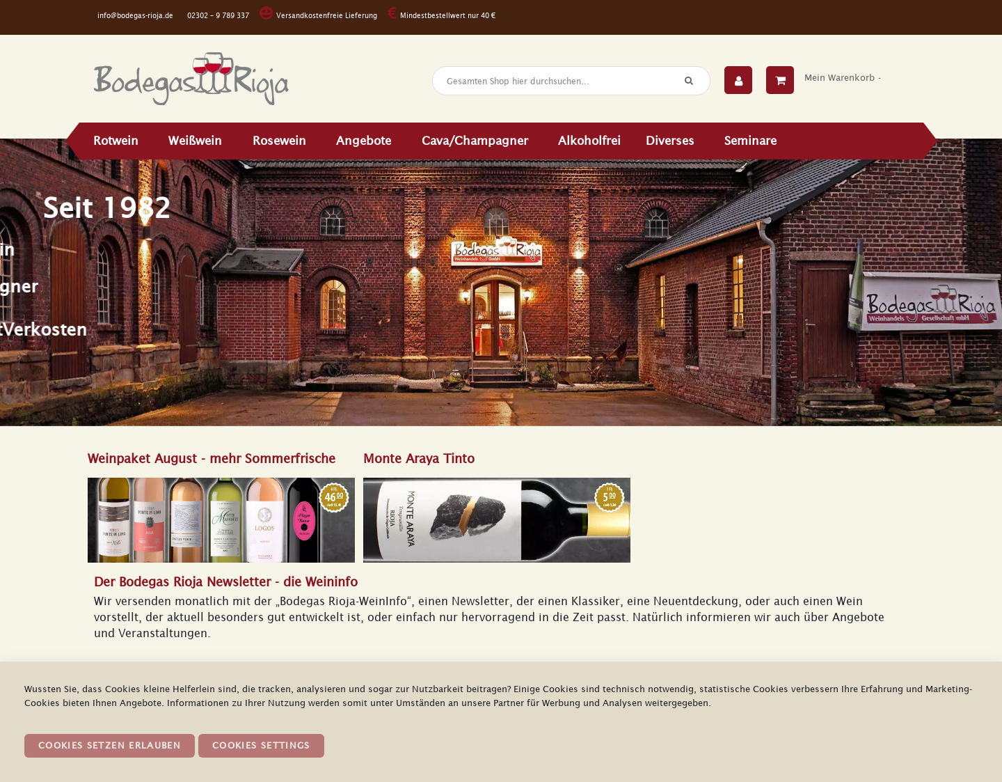 Aktuelle Website-Vorschau von Bodegas Rioja