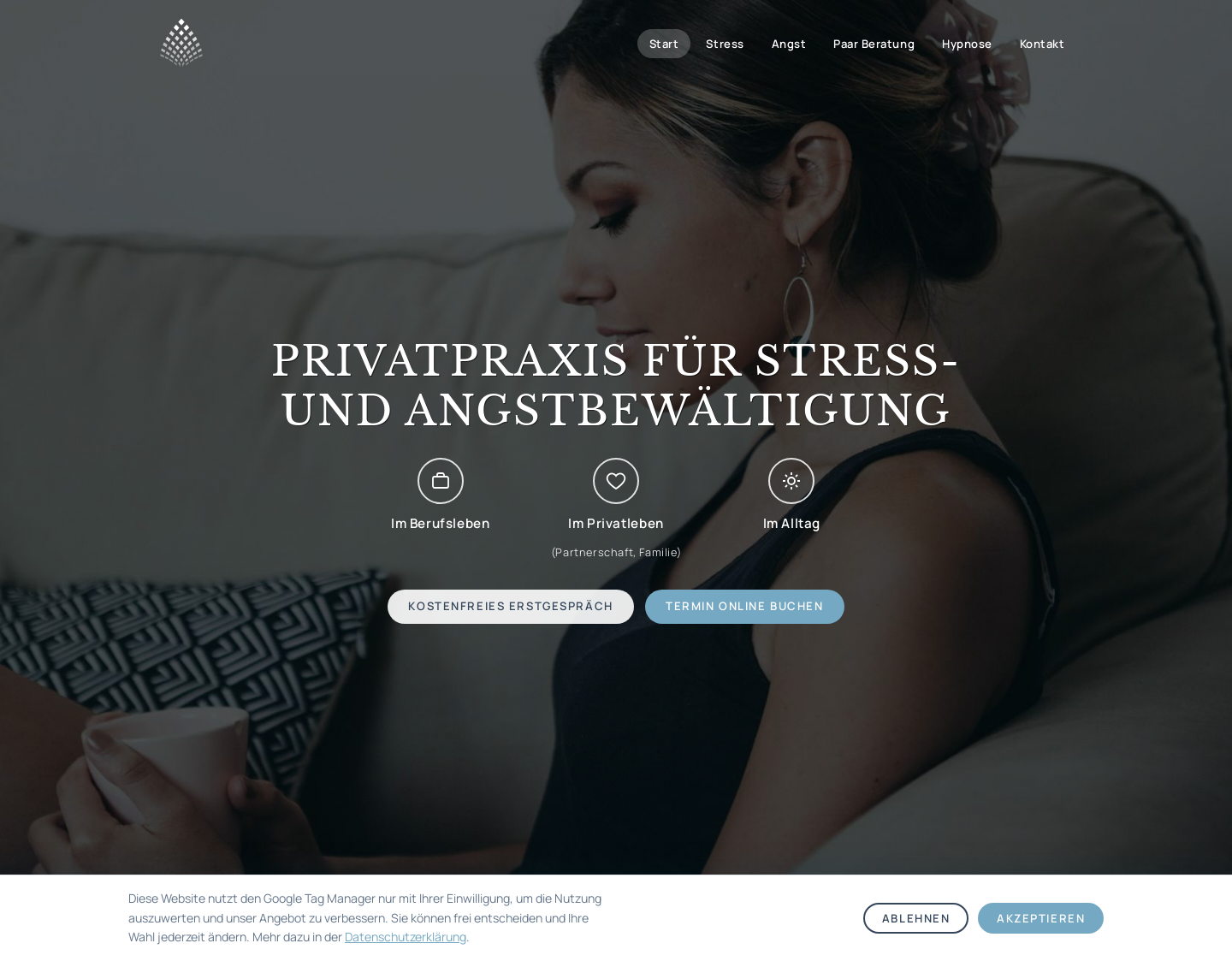 Aktuelle Website-Vorschau von Stress- und Angstbewältigung