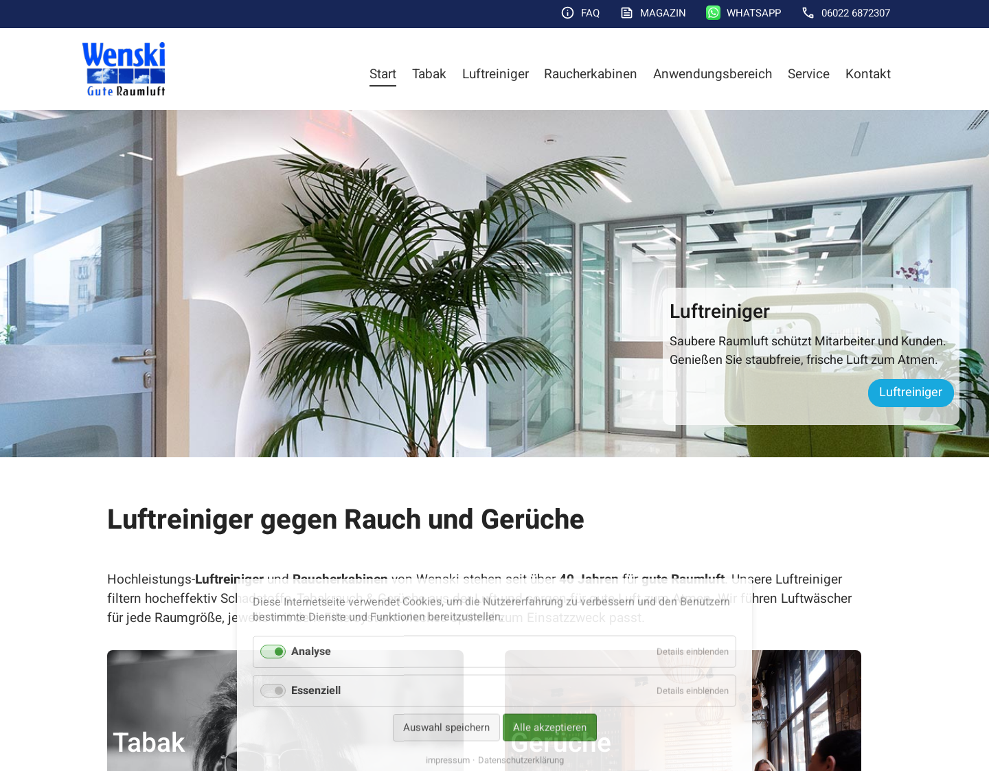 Aktuelle Website-Vorschau von Wenski - Gute Raumluft