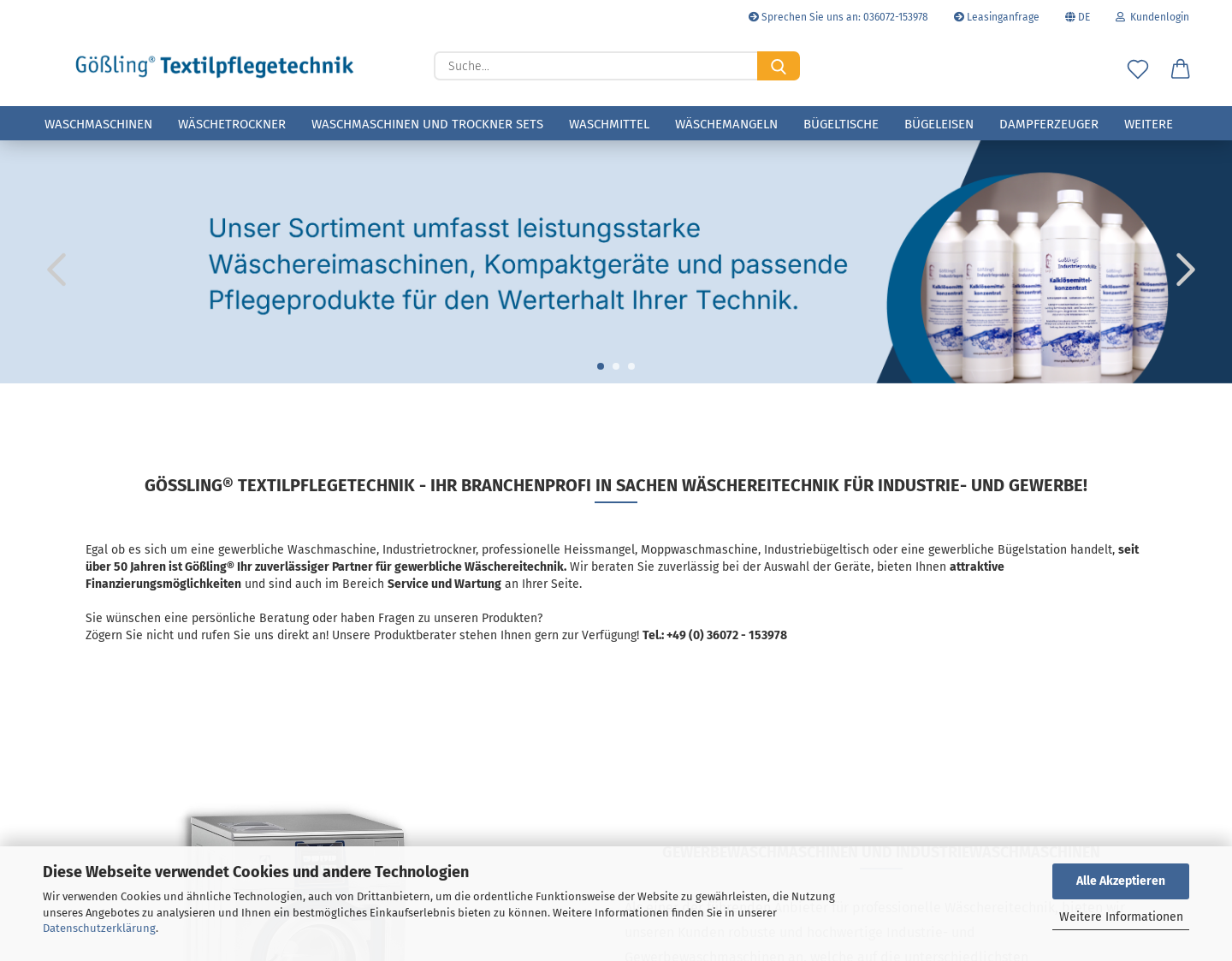 Aktuelle Website-Vorschau von Textilpflegetechnik Horst Gößling