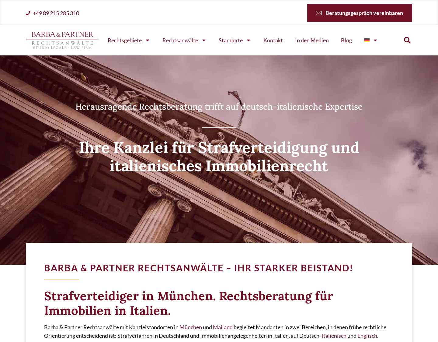 Aktuelle Website-Vorschau von Barba & Partner Rechtsanwälte