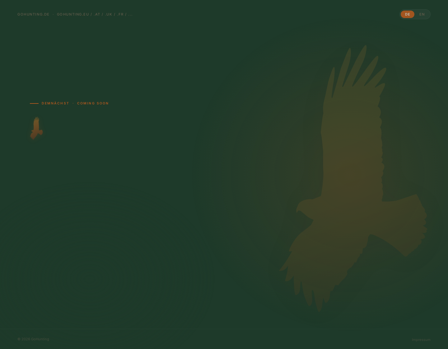 Aktuelle Website-Vorschau von GoHunting