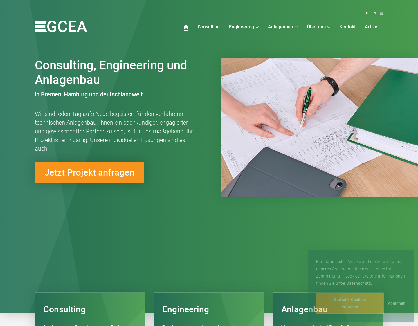 Aktuelle Website-Vorschau von GCEA - Groß Consulting Engineering