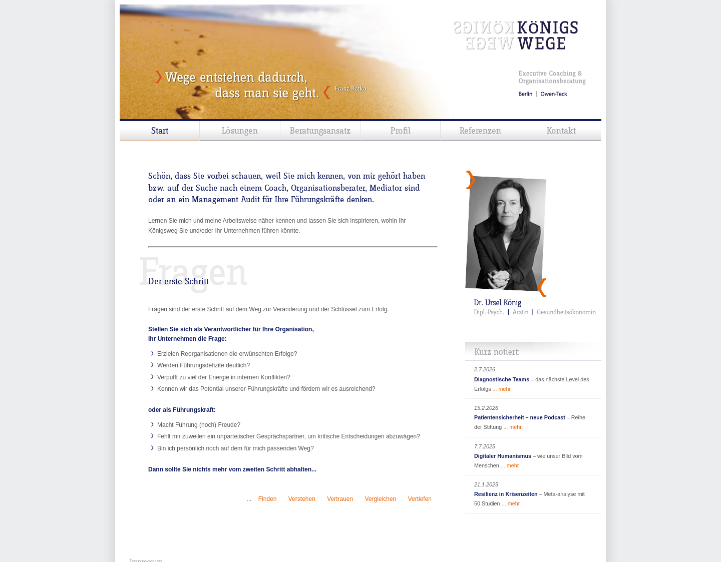 Aktuelle Website-Vorschau von Koenigswege - Exekutive Coaching