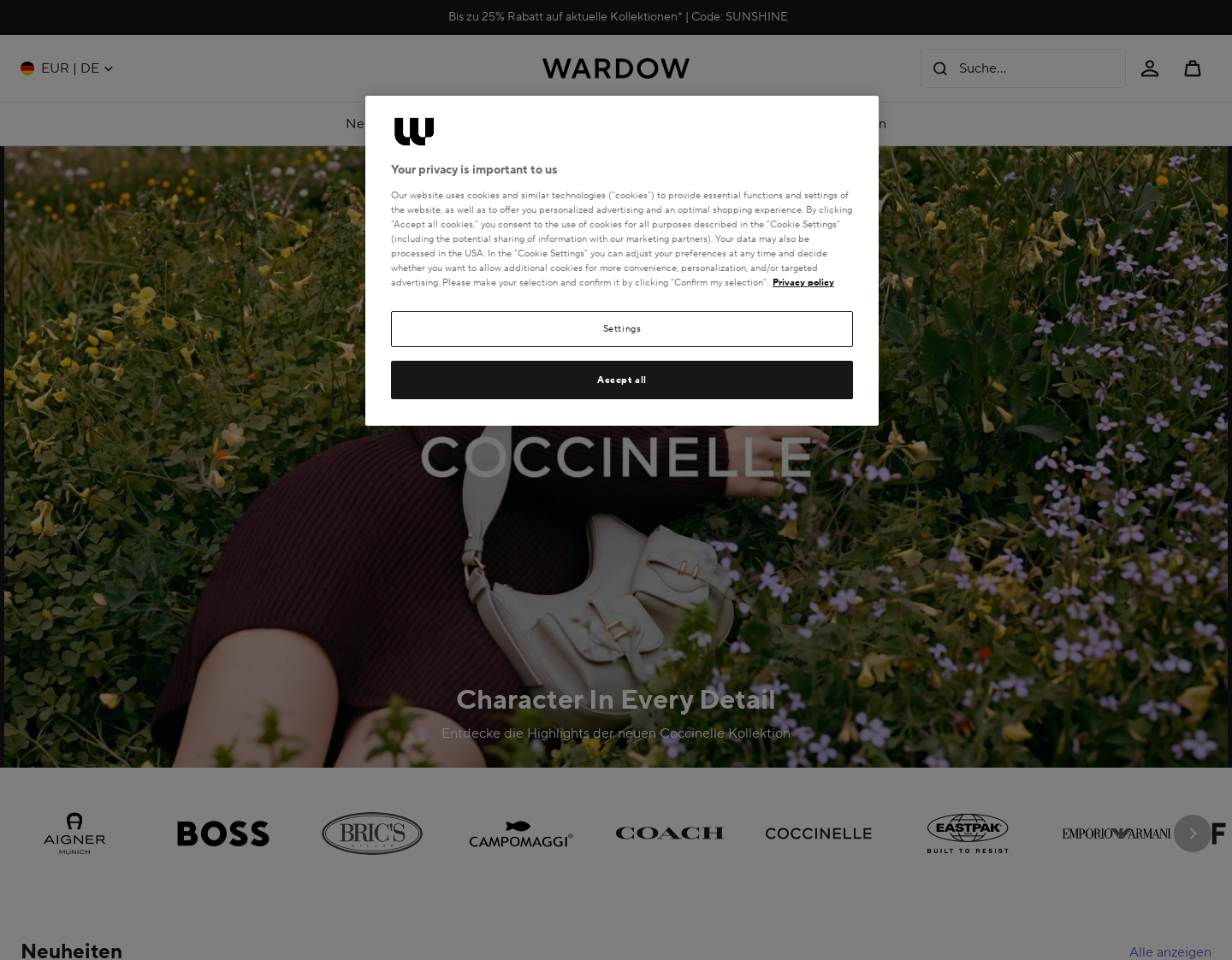 Aktuelle Website-Vorschau von Taschen, Handtaschen & Aktentaschen