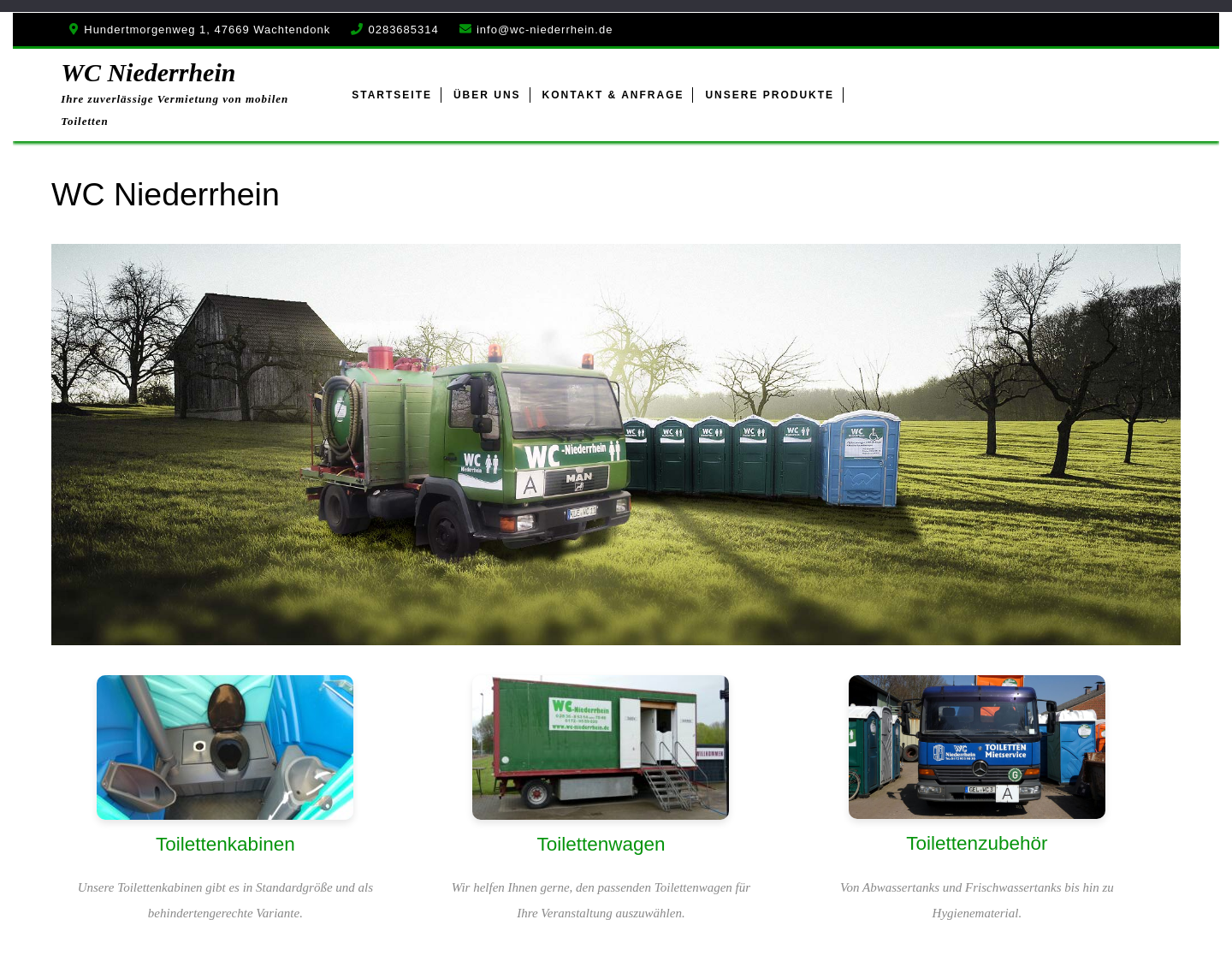 Aktuelle Website-Vorschau von mobile Toiletten von WC Niederrhein