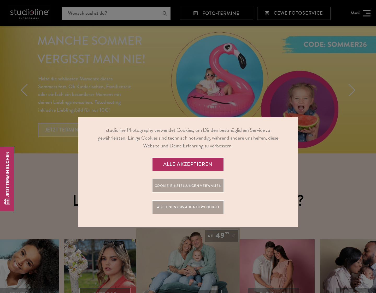 Aktuelle Website-Vorschau von Studioline Fotostudio