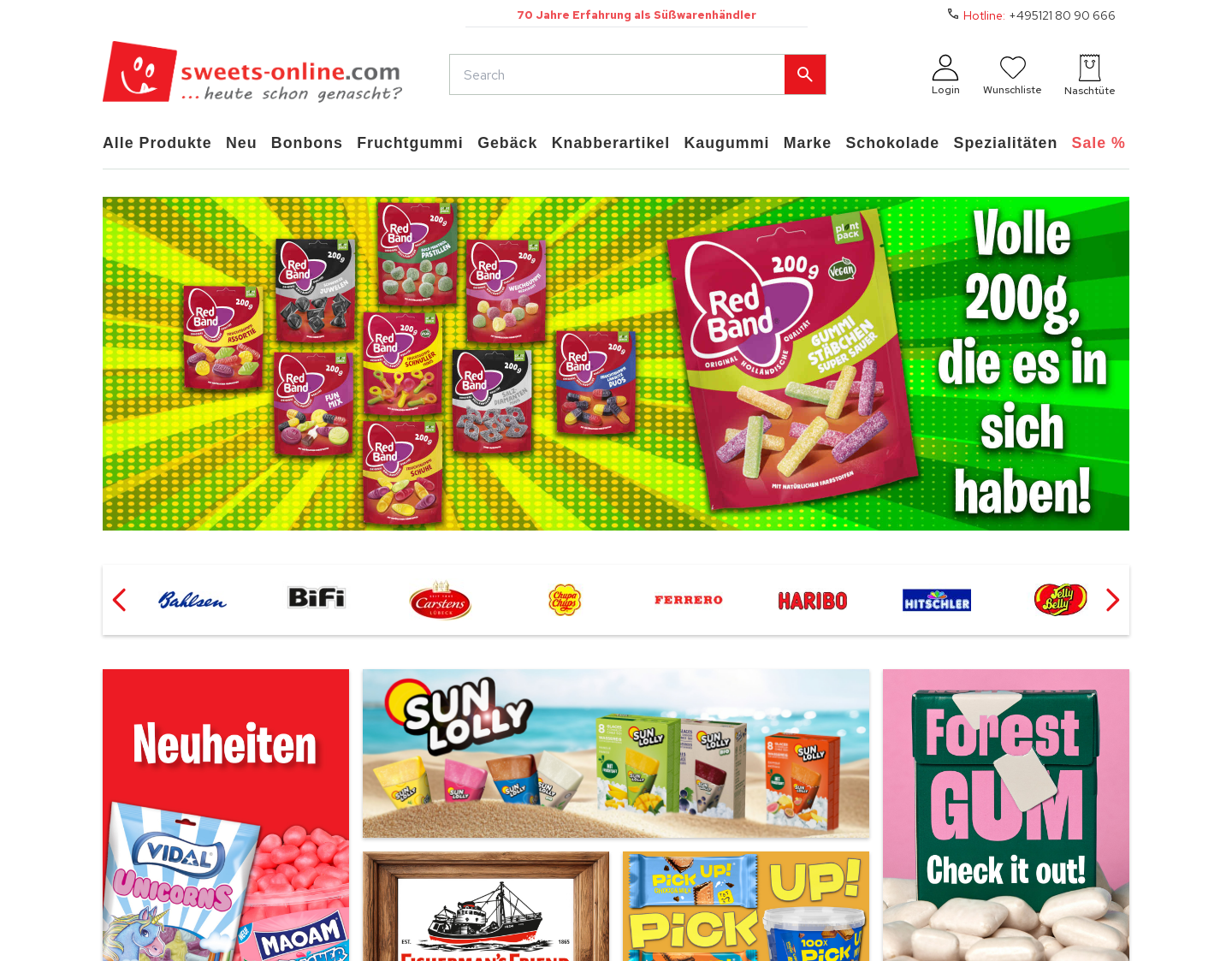 Aktuelle Website-Vorschau von Süßigkeiten online bestellen