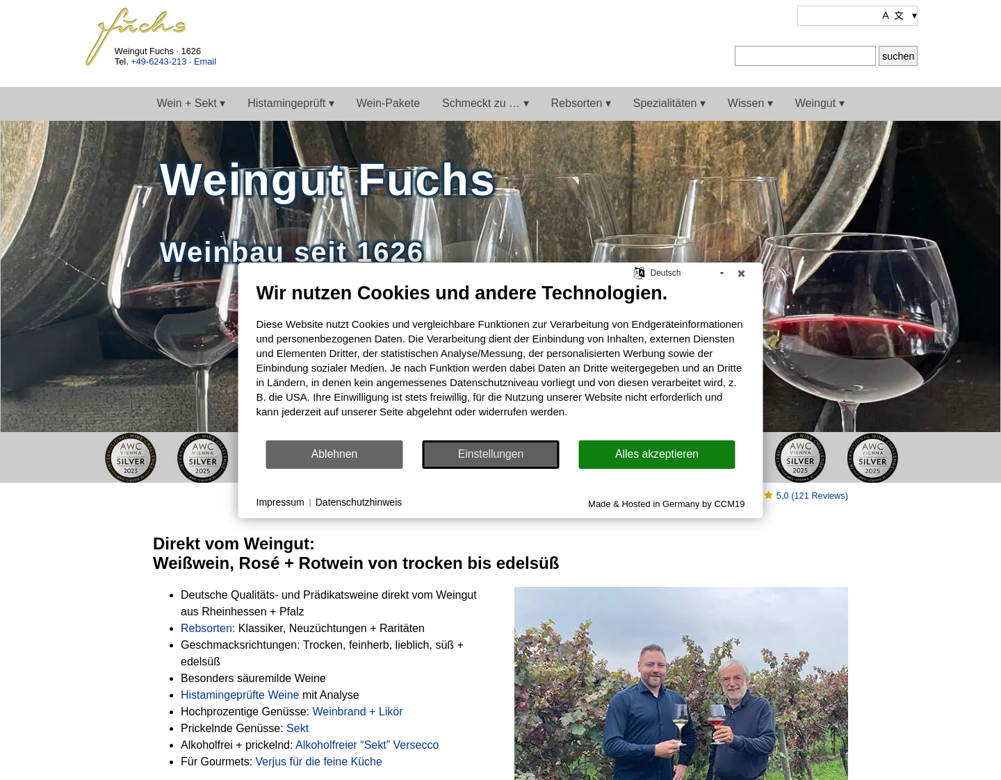 Aktuelle Website-Vorschau von Weingut Fuchs