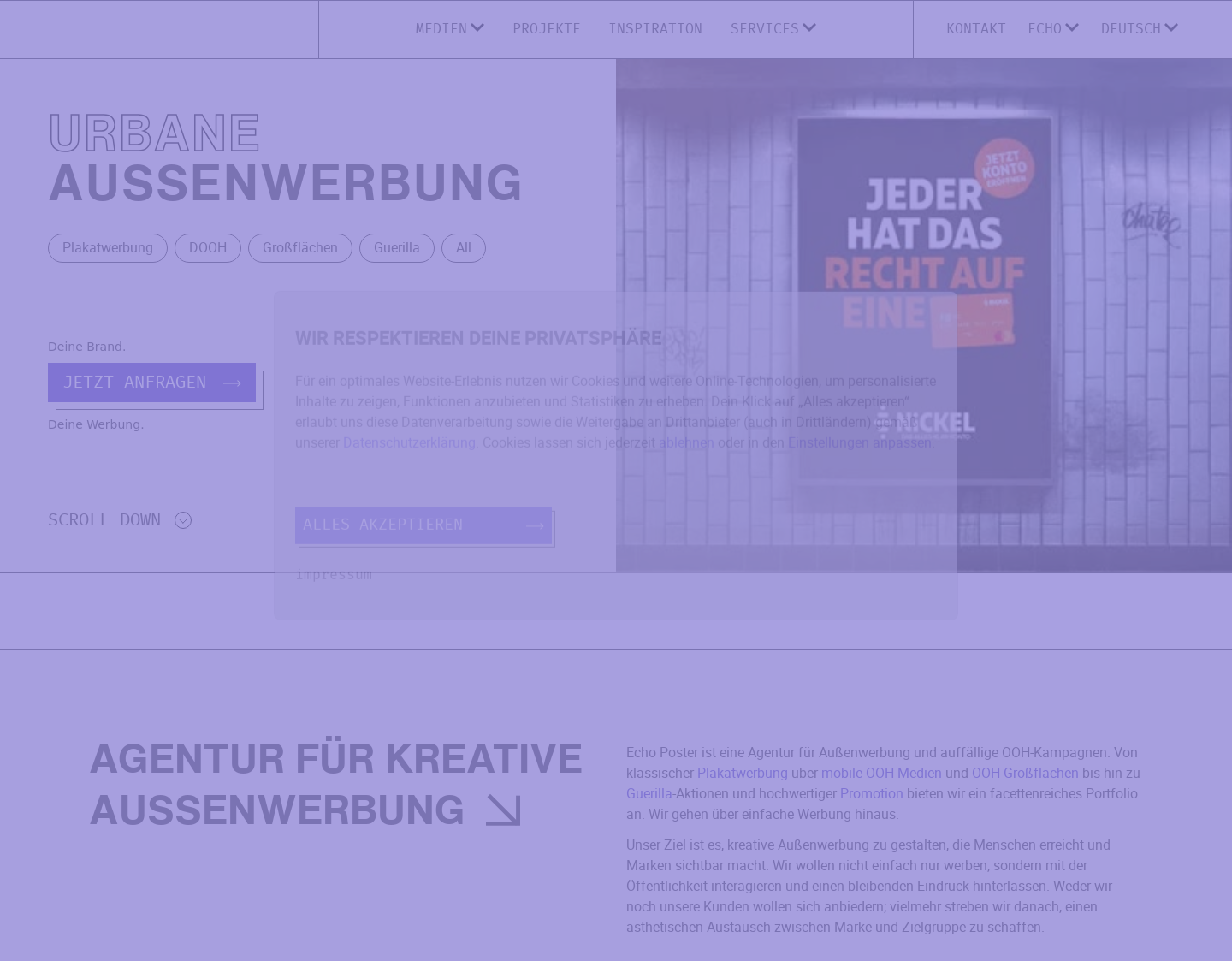 Aktuelle Website-Vorschau von Echoposter plakatieren in Berlin