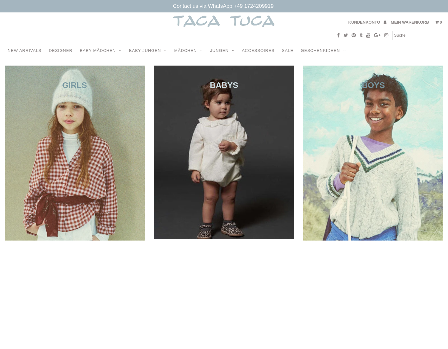 Aktuelle Website-Vorschau von Taca Tuca - Designer Kindermode