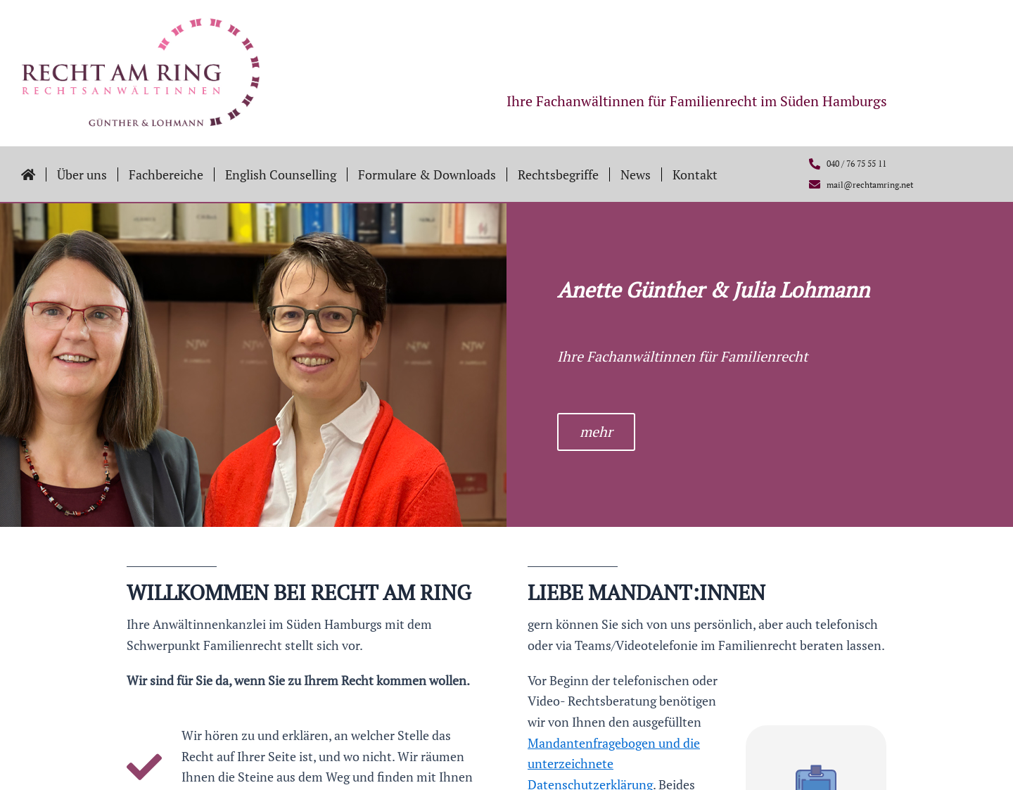 Aktuelle Website-Vorschau von Kanzlei Recht am Ring