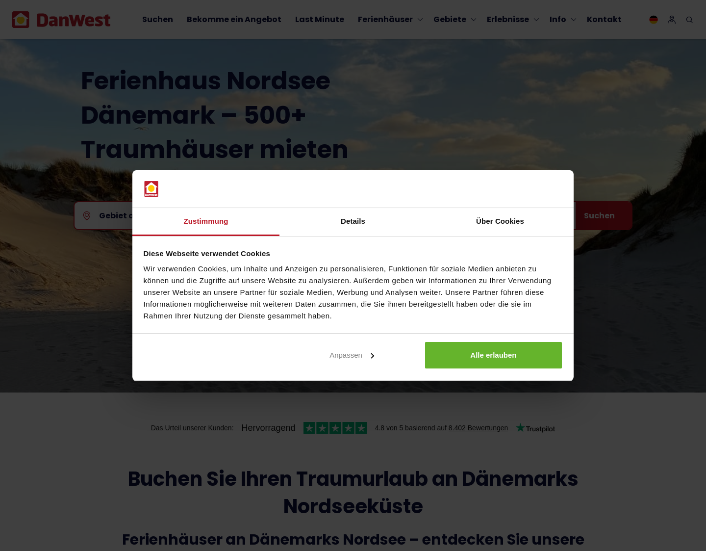 Aktuelle Website-Vorschau von Ferienhaus Dänemark