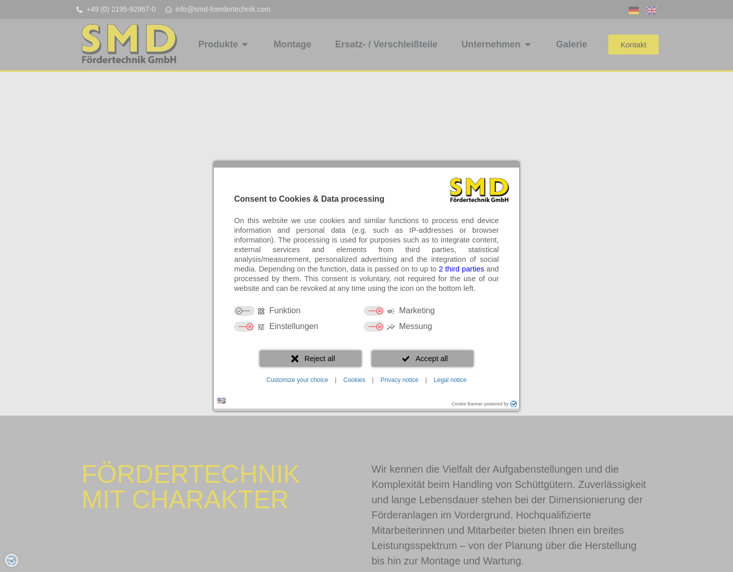 Aktuelle Website-Vorschau von SMD Fördertechnik für Ihr Schüttgut