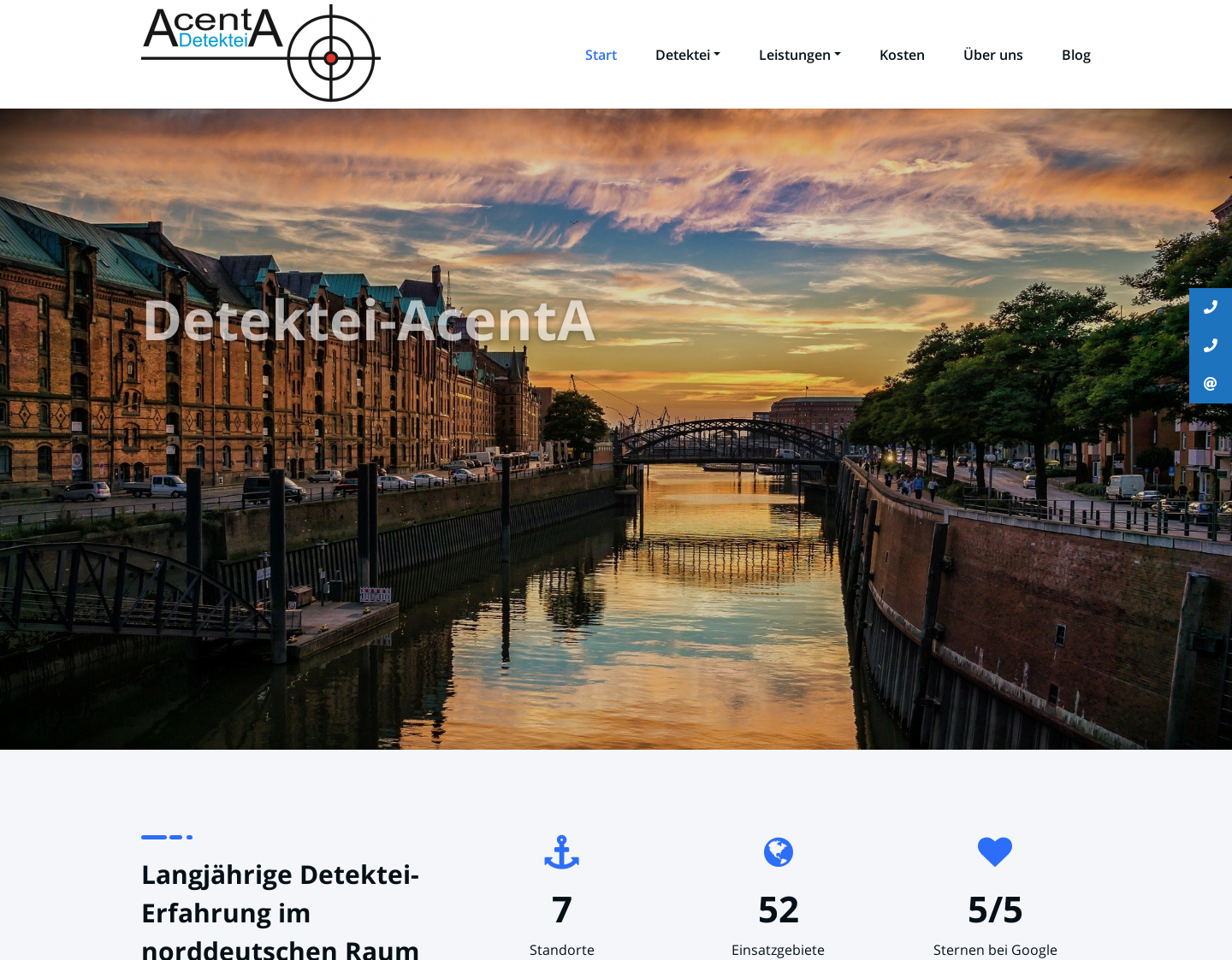 Aktuelle Website-Vorschau von AcentA Detektei aus Bleckede