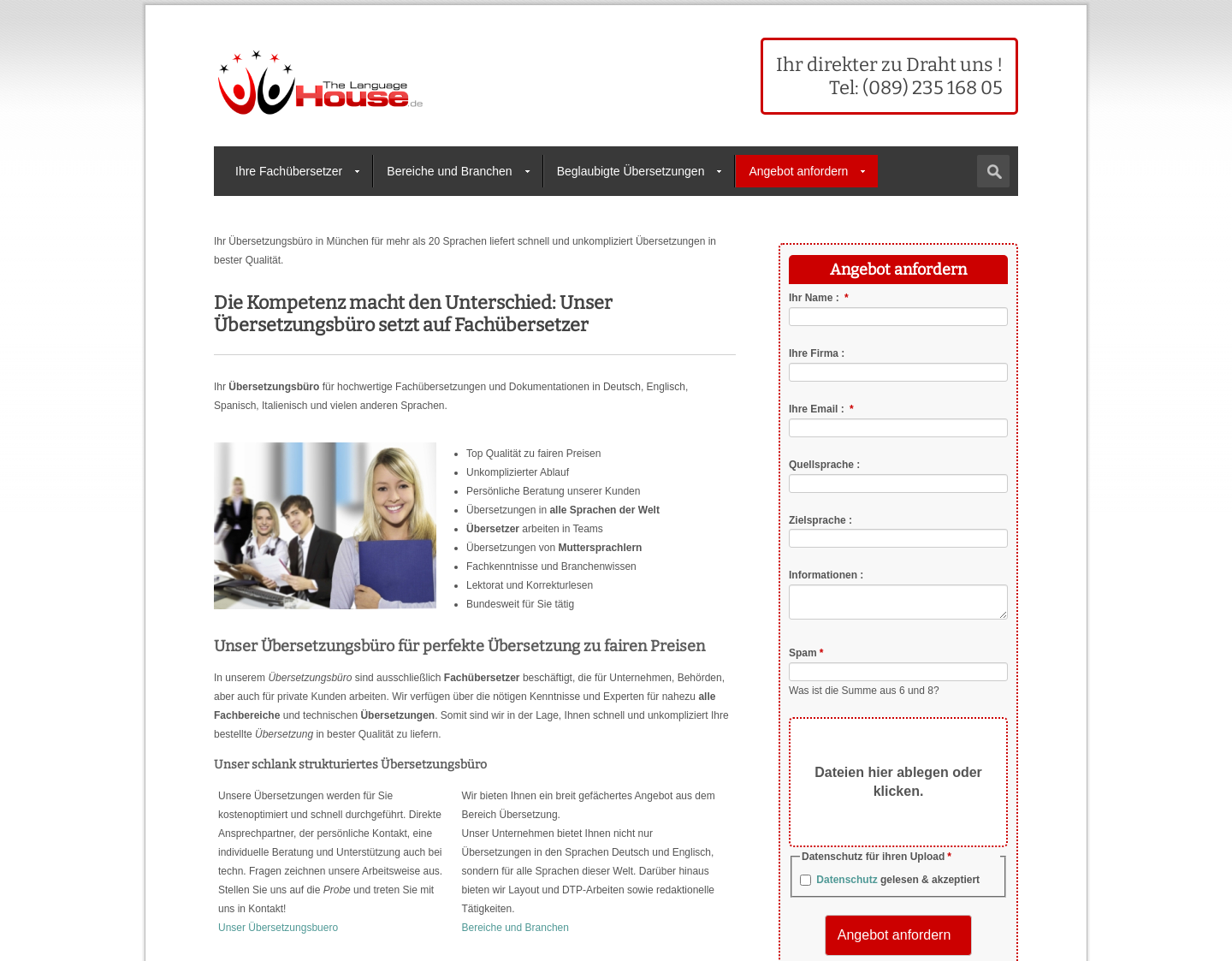 Aktuelle Website-Vorschau von The Languagehouse