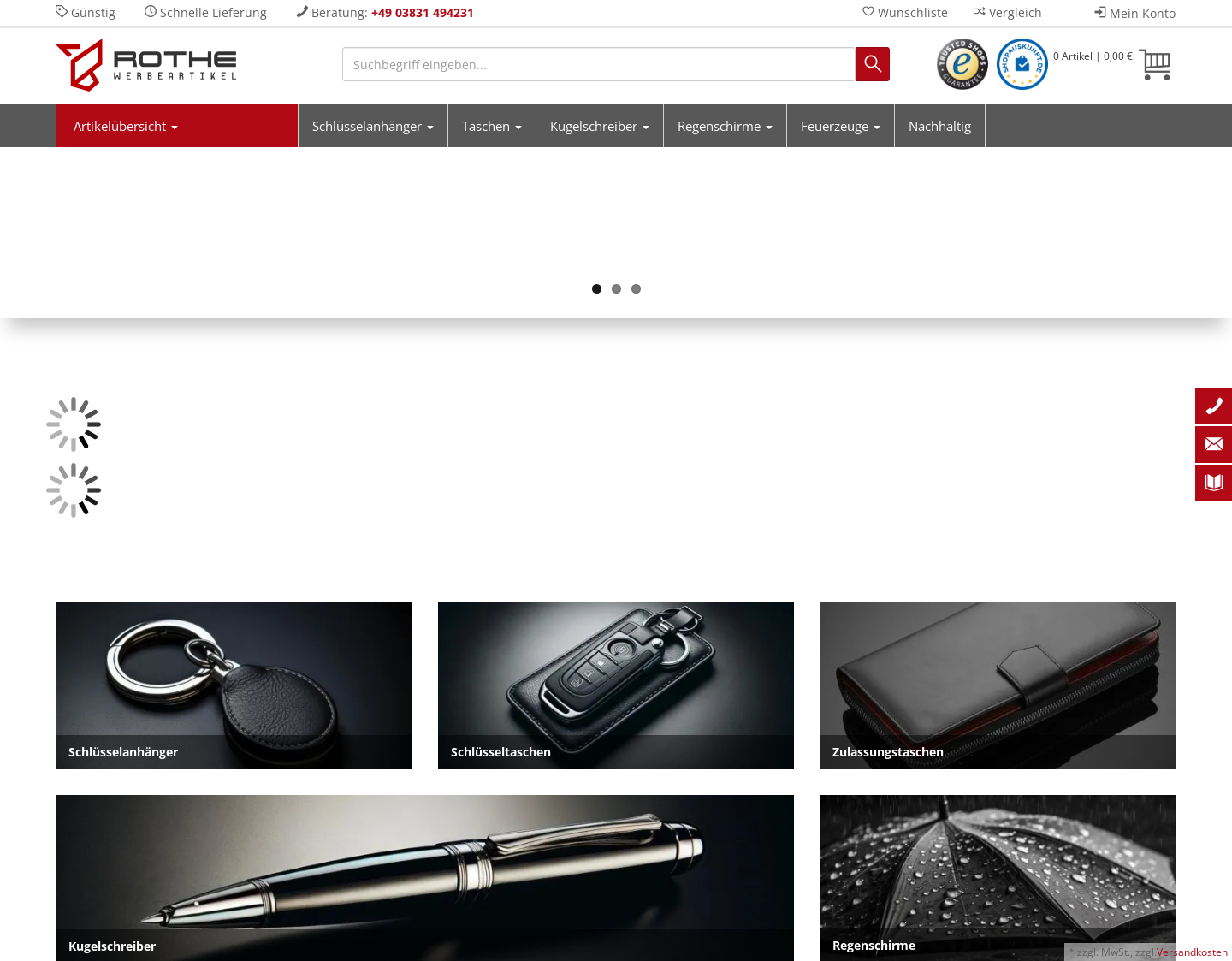 Aktuelle Website-Vorschau von Werbegeschenke Rothe