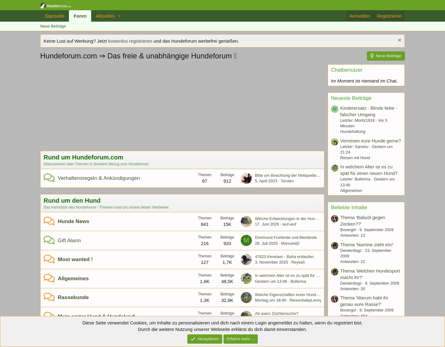 Aktuelle Website-Vorschau von Hundeforum.com
