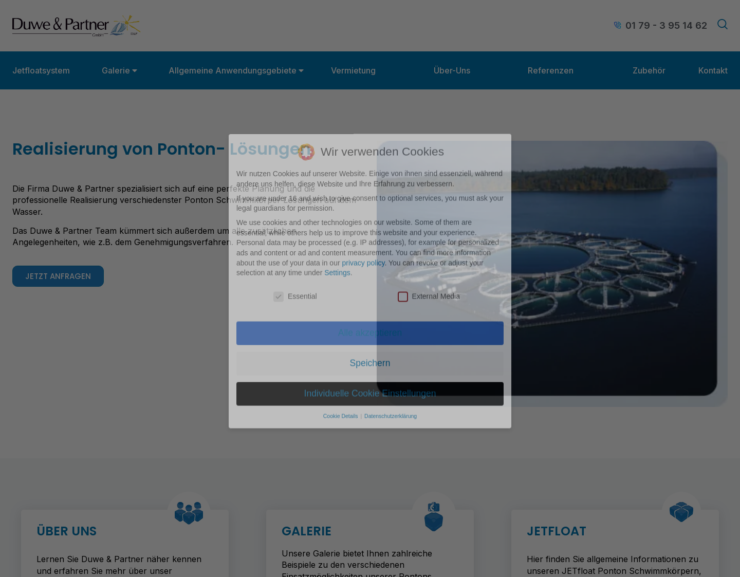 Aktuelle Website-Vorschau von Ponton mieten bei Duwe & Partner